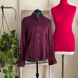 New York and Company silk collared button down top sz Large